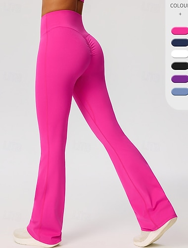  Per donna Pantaloni da Pilates Pantaloni da yoga Leggings da fitness Vita alta Corsa Fitness Yoga Leggings Pantaloni Tinta unica Nero Bianco Rosa Gli sport Abbigliamento sportivo Elasticizzato