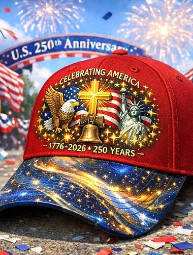  בגדי ריקוד גברים כובע בייסבול כובע שמש פול אודם פּוֹלִיאֶסטֶר טלאים אופנתי סגנון רחוב יום יומי יומי בָּחוּץ חופשה דגל ארה"ב האמריקני ציטוטים ואמירות הגנה מפני השמש קרם הגנה נשימה