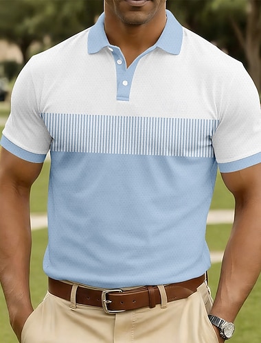  Per uomo Blocco di colori Polo Manica Corta Magliette polo Camicie con Colletto Casual Athleisure Bottoni Primavera & Estate Blu Blu marino Viola