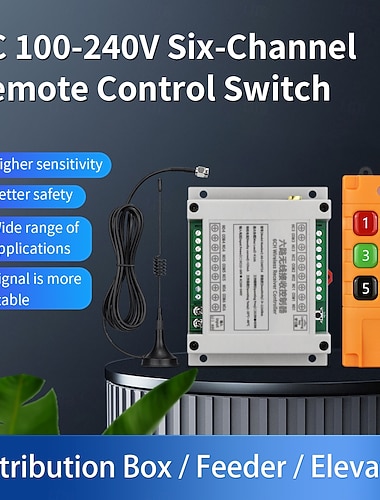  AC100V-240V 6-kanals trådløs fjernkontrollbryter strøm på av mottaker motorkontroll 433mhz