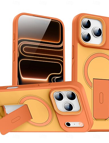  telefoon hoesje Voor iPhone 17 Air 17 Pro Max iPhone 17e 16 15 14 Pro Max Plus 16e 13 Pro Max Achterkant Magnetische adsorptiekoffer met standaard TPU PC