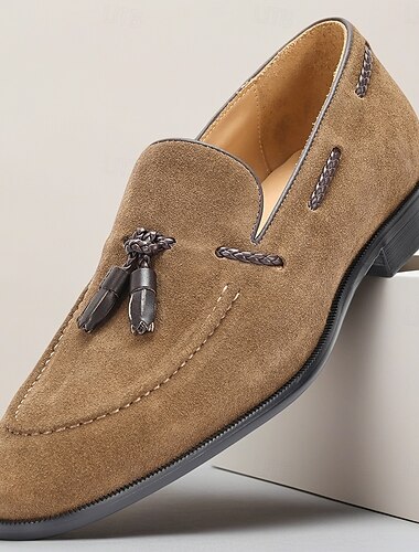  Herr Klassisk Ledigt Läder Mocka Italienskt fullkornigt kohud Halksäker Loafers Brun Sommar Vår Alla årstider