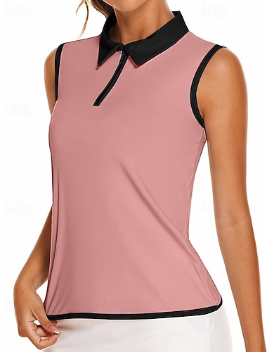  Dame Lapper Atletisk skjorte POLO T-skjorte Tanktopp Tennisskjorte Ermeløs Quarter Zip Elastisk Svettereduserende Pustende Tennis Golf Pickleball Aftæpning Topper Svart Hvit Rosa Tennis klær