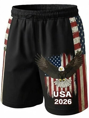  Homme 4 juillet, 250e anniversaire des États-Unis Aigle Drapeau Américain Maillots de bain Shorts de bain Shorts de Surf Taille Moyenne Patriotique Fête Poches Latérales doublure en maille Taille