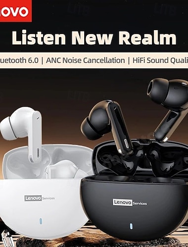  Écouteurs Lenovo LE253 TWS sans fil Bluetooth 6.0 ANC avec réduction de bruit, son Hi-Fi, casque de sport et jeu avec micro intégré