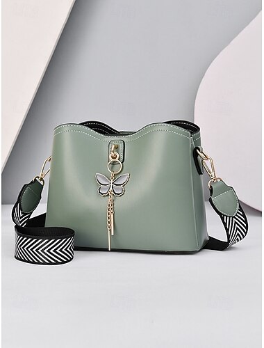  Borsa a tracolla da donna in similpelle con tracolla regolabile, ciondolo a forma di farfalla, borsetta chic e casual multicolore per l'uso quotidiano, per andare in ufficio e per le vacanze.
