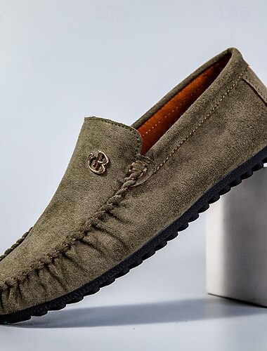  Khaki mocassin loafers voor heren – casual instapschoenen voor de zomer, comfortabel schoeisel voor dagelijks gebruik en buitenactiviteiten.