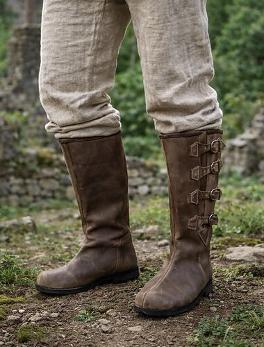  Retro Antiguo Medieval Renacimiento Botas Guerrero Caballero Ranger Hebilla Disfraz Hombre Víspera de Todos los Santos Carnaval Evento / Fiesta Mascarada LARP Adulto Zapatos