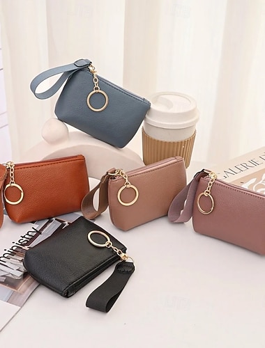  Mini-Geldbörse aus PU-Leder – kleines Täschchen mit Handschlaufe, modisches Multifunktions-Münzfach, tragbarer Schlüsselanhänger für Reisen &täglicher Gebrauch