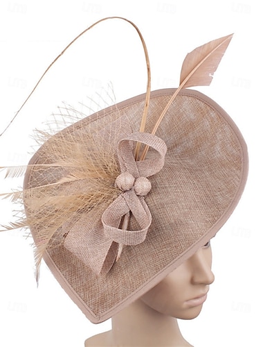  fascinators polyester Bryllup Bursdag Årgang søt stil Retro Rød Med Fjær Hodeplagg Hodeplagg
