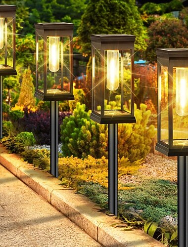  Lampes solaires d'extérieur pour allées et chemins, éclairage solaire extérieur, lampes solaires de jardin étanches et lumineuses, éclairage solaire extérieur à allumage/extinction automatique pour