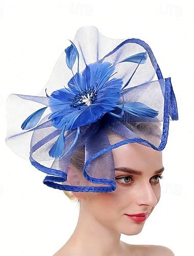  fascinators Fjær Bryllup Bursdag Elegant Årgang Med Fjær Blomster Hodeplagg Hodeplagg