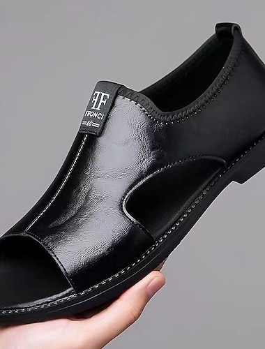  sandali da uomo in similpelle con punta aperta – tomaia morbida e traspirante, vestibilità comoda e regolabile, calzature estive casual, ideali per la spiaggia, la piscina, i resort e l'uso quotidiano