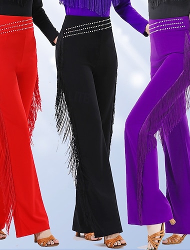  damebukser med vide ben og rhinstenfrynser