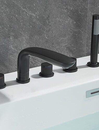  Kád csaptelep - minimalista Galvanizált Szabadon álló Réz szelep Bath Shower Mixer Taps