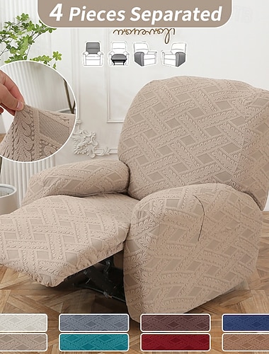  Sesselbezüge, 4-teilig, Stretch-Jacquard-Überzug für Relaxsessel, rutschfest, waschbar, Möbelschutz, haustierfreundlich, Ganzjahres-Sofabezug für Wohnzimmer