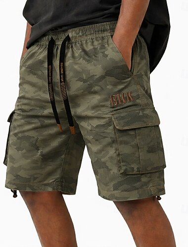  Herren Cargohose Cargohosen Cargo-Shorts Shorts Freizeitshorts Bestickt Tasche Einfach Komfort Knielang Lässig Outdoor Streetwear Mode Streetwear Tarnung Khaki Tarnung - Armeegrün Mikroelastisch
