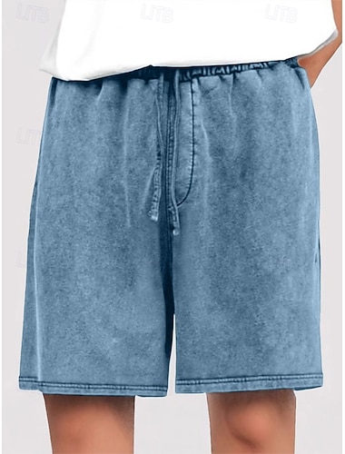  Homens Calção Shorts de verão Shorts de praia Shorts casuais Shorts com lavagem ácida Com Cordão Cintura elástica Lavado Coqueiro Tecido Conforto Respirável Comprimento do joelho Diário Férias Feriado
