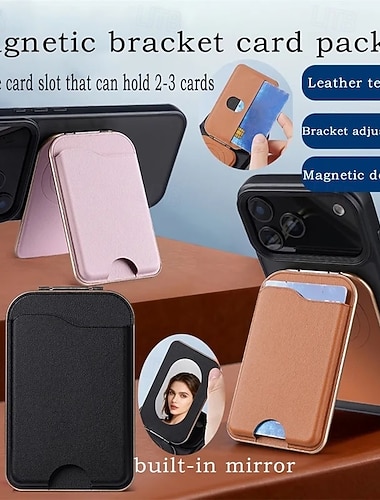  2-in-1 magnetischer MagSafe-Wallet-Ständer, magnetisches Leder-Kartenetui für iPhone 17, 16, 15 Pro Max Serie mit verstellbarer Halterung