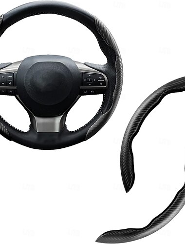  Lenkradbezug aus Carbonfaser-Silikon mit Anti-Rutsch-Funktion, universell passend, segmentierter Lenkradschutz zum Aufclipsen, griffiger Ganzjahresbezug für die meisten Fahrzeuge, einfache Montage