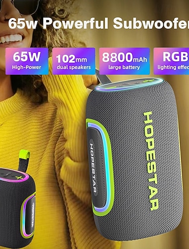  65w Bluetooth-høyttaler, trådløs bt 5.3 bærbar høyttaler med dyp bass &RGB-lys, IPX6 vanntett, 8800 mAh for hjemmefest med fotball-VM i 2026, oppslukende lydopplevelse på stadion