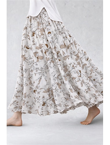  Damen Urlaubsrock Elegant Mode Lässig Maxi Hohe Taille Röcke Blumen Grafik Blumenmuster Tasche Druck Unelastisch Mikroelastisch Täglich Urlaub Blau Rosa Grün Khaki Sommer 95 % Polyester, 5 % Elastan