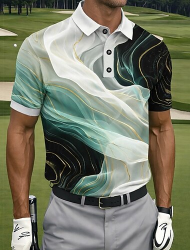  Voor heren Golf Lijn Sport Poloshirts Korte mouw Poloshirt Overhemden met kraag Casual Sportkleding Knop Zomer Lente blauw Paars Groen