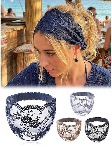  kvinners bohemske blonde polyesterpannebånd, flerfarget blomsterhårsmykke for uformell hverdagsbruk, reise, ferie, strand og resortstyling