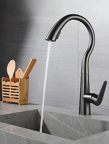  Robinet d'évier de cuisine avec douchette extractible, robinet de cuisine commercial à poignée unique et bec haut