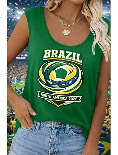  FIFA Világbajnokság 2026 Női Ujjatlan Póló Texturált Waffle Kötésű Grafikával Foci Csapat Vintage Trópusi Elegáns Ujjatlan Kerek Nyakú Átlagos Felsők Napi Hétvége Kék Fekete Fehér Zöld Szürke