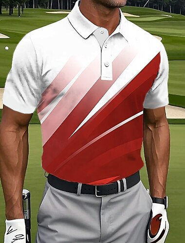  男性用 抽象的 ゴルフ スポーツポロシャツ 半袖 ポロシャツ 襟付きシャツ カジュアル アスレイジャー ボタン 夏 春 ブルー ルビーレッド グリーン