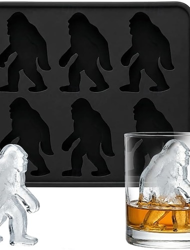  Bigfoot-Eiswürfelform, Bigfoot-Eiswürfelformen aus Silikon mit 6 Mulden, Sasquatch-Eiswürfel &Eisform für gruselige Whisky-Halloween-Party-Drinks, einfache Entnahme &Spülmaschinenfest