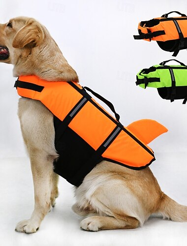  Chaleco salvavidas para perros, chalecos salvavidas para natación, navegación y canotaje, flotabilidad mejorada y asa de rescate con cinta reflectante, chaleco salvavidas de entrenamiento ajustable.