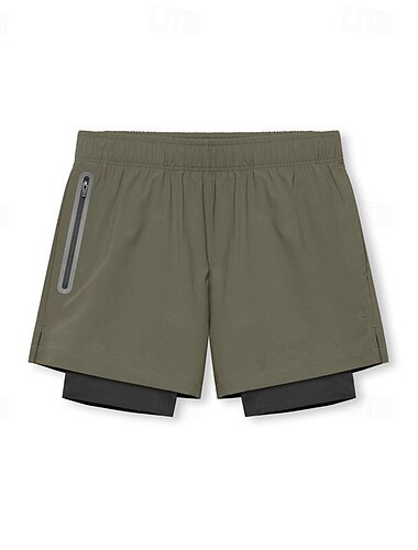  Hombre Pantalones Cortos Running Pantalón Corto Short Running Shorts de gimnasio Bolsillo 2 en 1 con forro de compresión Bermudas Casual Diario Exterior Verano Primavera Secado rápido Ligero