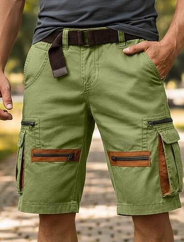  Herren Cargohose Cargohosen Cargo-Shorts Shorts Freizeitshorts Tasche Elastischer Bund Einfach Einheitliche Farbe Kurz Lässig Outdoor Streetwear Mode Streetwear Schwarz Khaki Unelastisch