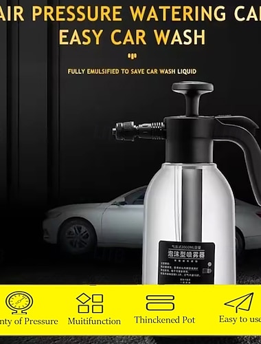  Spruzzatore di schiuma a pompa manuale da 2 litri per autolavaggio &Dettagli, flacone spray ad acqua pressurizzata con ugello regolabile, spruzzatore a pompa rinforzato per giardino, pulizia,