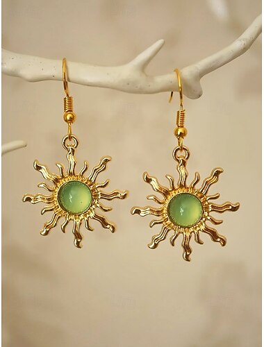  Boheemse oorbellen met zonhanger voor dames – gemaakt van legering, verkrijgbaar in meerdere kleuren, perfect voor een casual look en een strandvakantie.