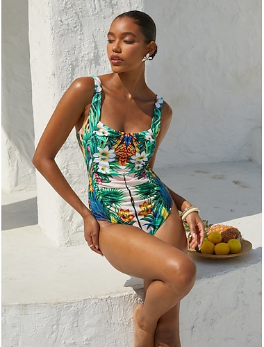  Tropical Temptation Badeanzug aus seidigem Satin mit Leopardenmuster