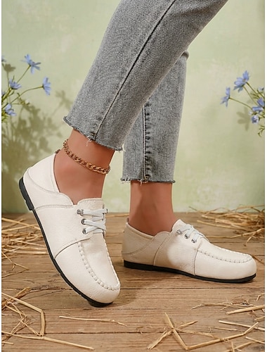  Witte mocassin loafers voor dames – instapschoenen die je op twee manieren kunt dragen, met een verstelbare hak, geschikt voor dagelijks gebruik, casual gelegenheden en buitenactiviteiten.