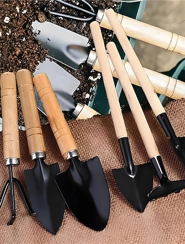  6-teiliges Mini-Gartenwerkzeug-Set, tragbares kleines Gartenwerkzeug mit Griffen, Schaufel, Rechen, Zimmerpflanzen, Blumenwerkzeuge