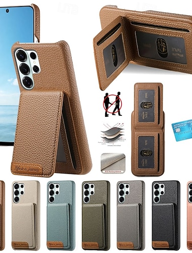  telefoon hoesje Voor Samsung Galaxy S26 S26 Plus S26 Ultra Achterkant met standaard Standaard Kaartsleuf Retro TPU PU-nahka