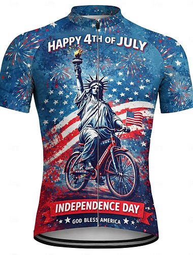  Amerikas 250. Jahrestag Tag der Unabhängigkeit Herren Radtrikot Downhill-Trikot Amerikanische US-Flagge Kurzarm Fahhrad Trikot T-Shirt mit 3 Gesäßtaschen UV-beständig Schnelltrocknend Mit Taschen