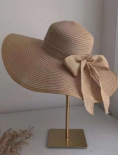  Hatter Strå Solhatt Bryllup Bursdag Årgang søt stil Med Sløyfe Tvinning Hodeplagg Hodeplagg