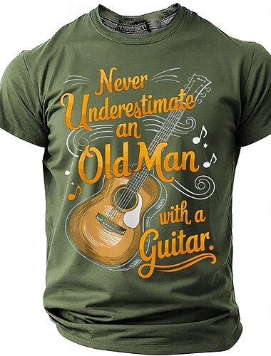  Herren Gitarre Lustiger Slang T Shirt Kurzarm T-Shirt 3D-Druck Rundhalsausschnitt Hemd Mode Täglich Täglich Straße Blau Hellblau Schwarz Sommer Frühling Bekleidung S M L XL XXL XXXL 4XL