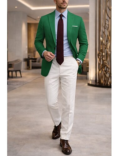  Voor heren Blazerjack Sportjas Inkeping kraag Casual Effen Zwart Wit Geel Standaard pasvorm Single Breasted een knoops