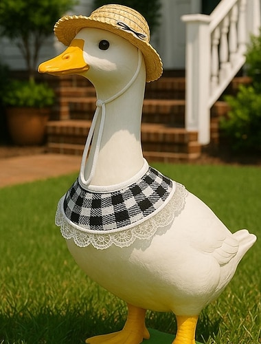 Roupa para ganso de jardim com touca, ideal para estátua de ganso de concreto de 58 a 63 cm (23 a 25 polegadas), acessório decorativo para jardim na primavera e no verão. Apenas a roupa, o ganso não