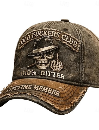  Herren Baseballkappe Blau Braun Baumwolle Bestickt Streetwear Lässig Täglich Outdoor Urlaub Schädel Zitate & Sprüche Sonnenschutz Atmungsaktivität