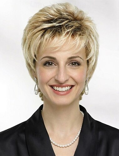  Perruque courte blonde chic de style pixie pour femme - volume vaporeux et mèches légères