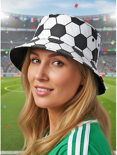  Bob en polyester imprimé football pour femme, idéal pour les matchs de foot, le soutien à l'équipe, les tenues décontractées du quotidien et les jours de match.
