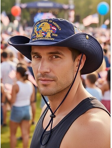  Cappello da sole pieghevole da uomo, multicolore, in poliestere, con ricamo di aquila e bandiera, leggero, ideale per attività all'aperto, come il 250° anniversario degli Stati Uniti, il giorno dell'indipendenza, gli sport all'aria aperta e i viaggi.